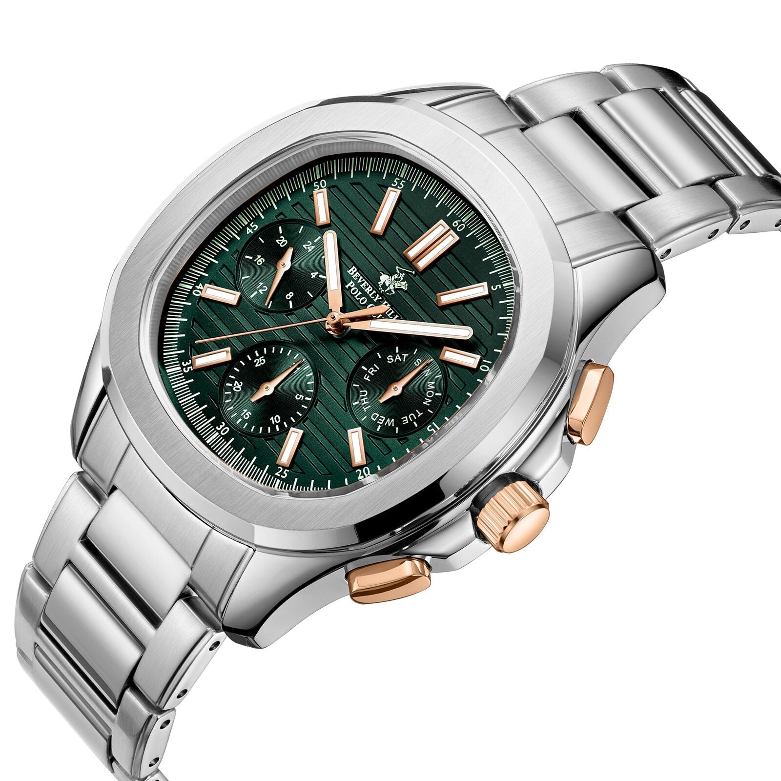 Beverly Hills Polo Club Multifunction Green Dial Silver Watch - BP3212X.371