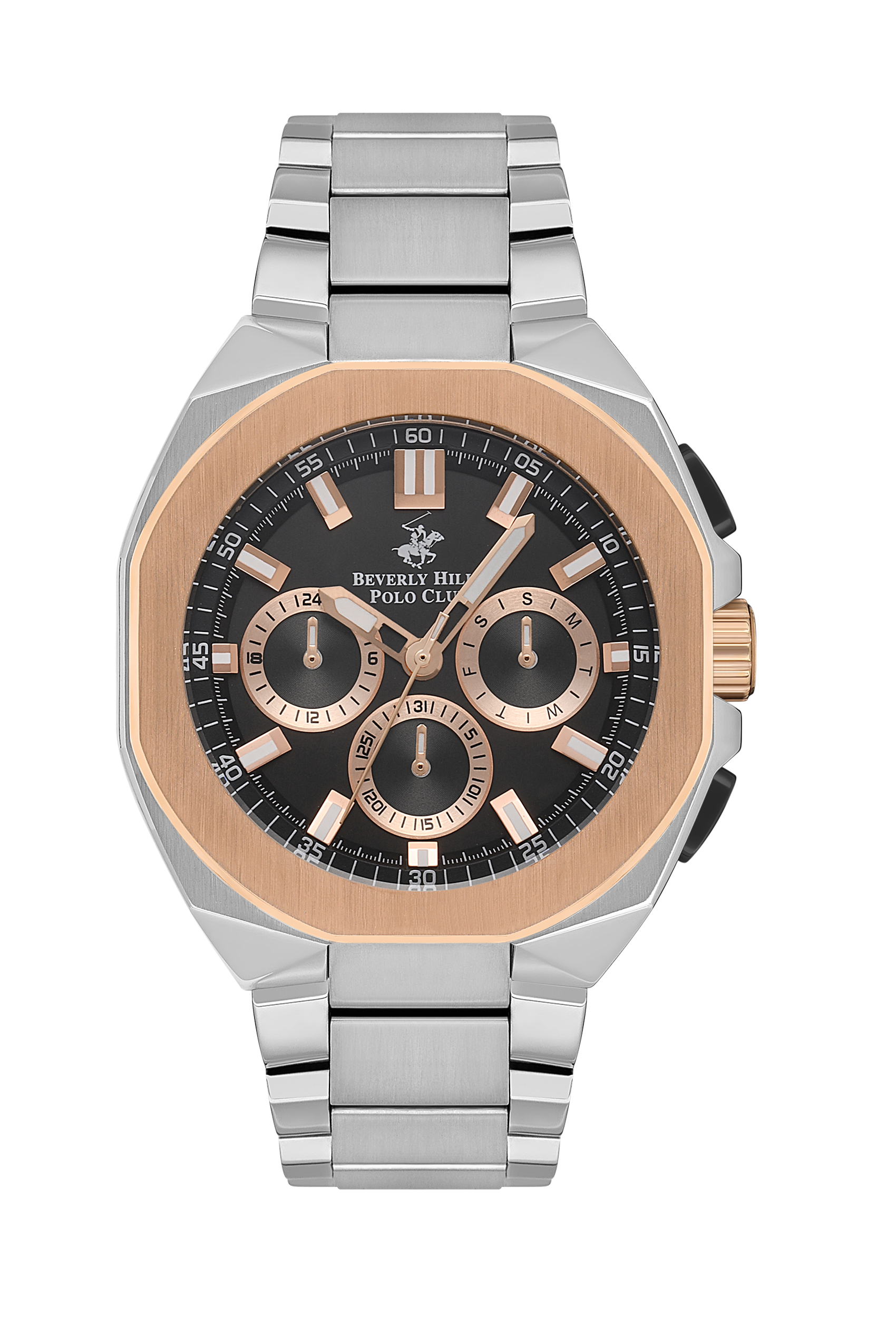 Beverly Hills Polo Club Multifunction Black Dial Rose Gold / Silver Watch BP3537X.550