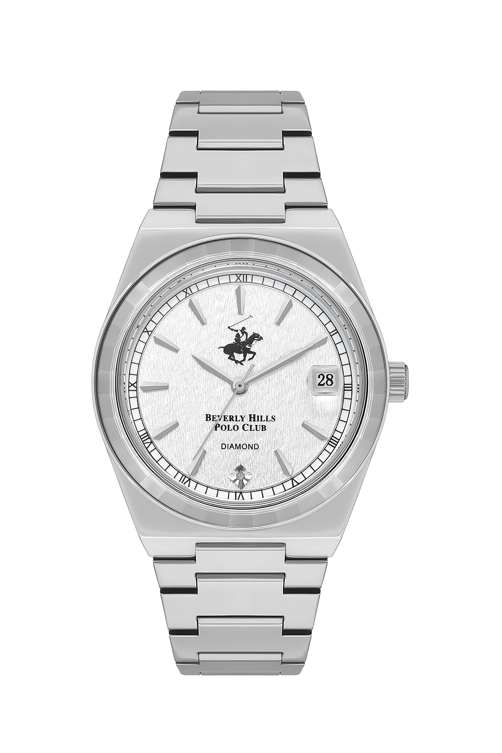 Beverly Hills Polo Club White Dial Diamond Silver Date Watch – BP3562C.330