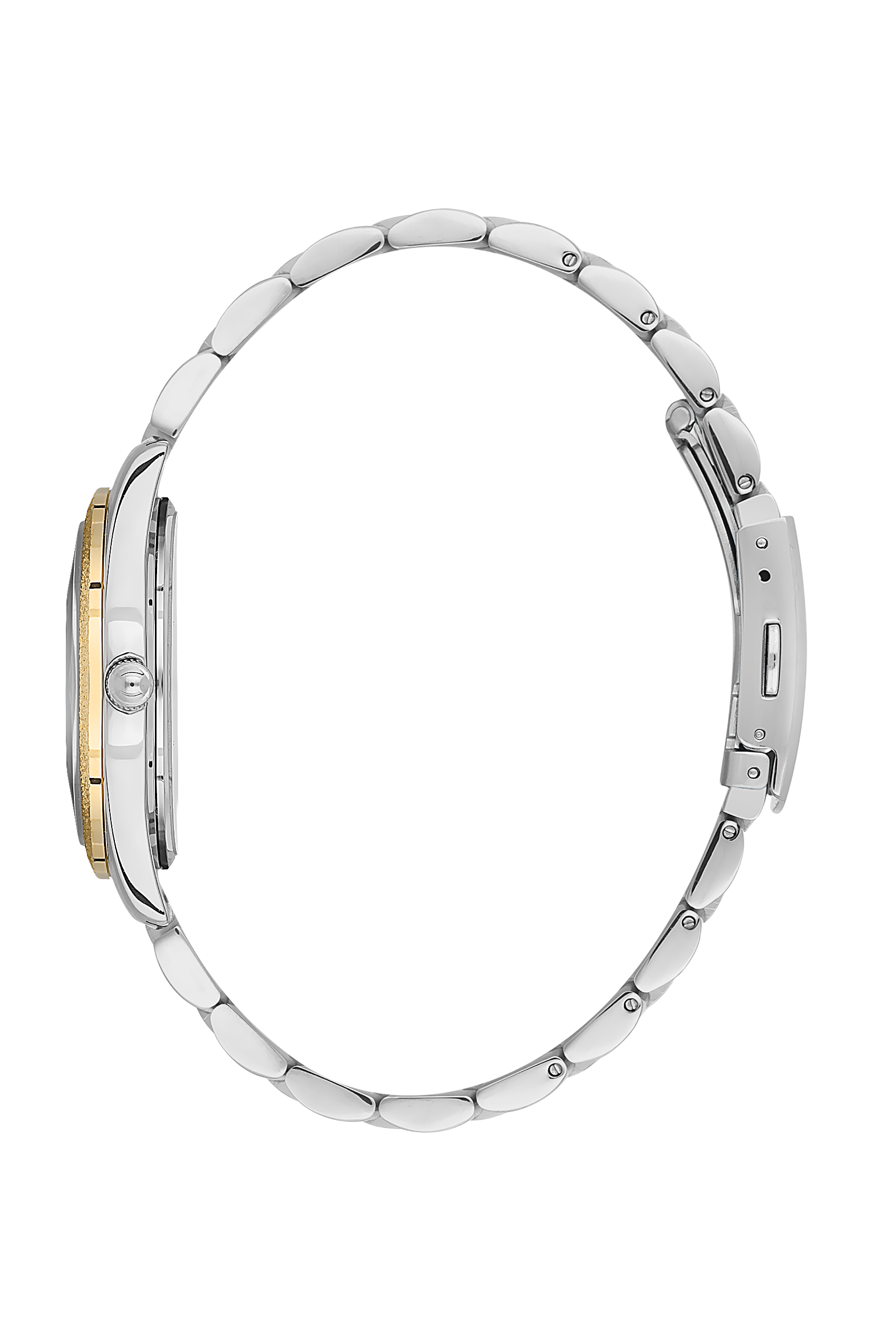 Two-tone stainless steel and gold bracelet with diamond indices on the watch