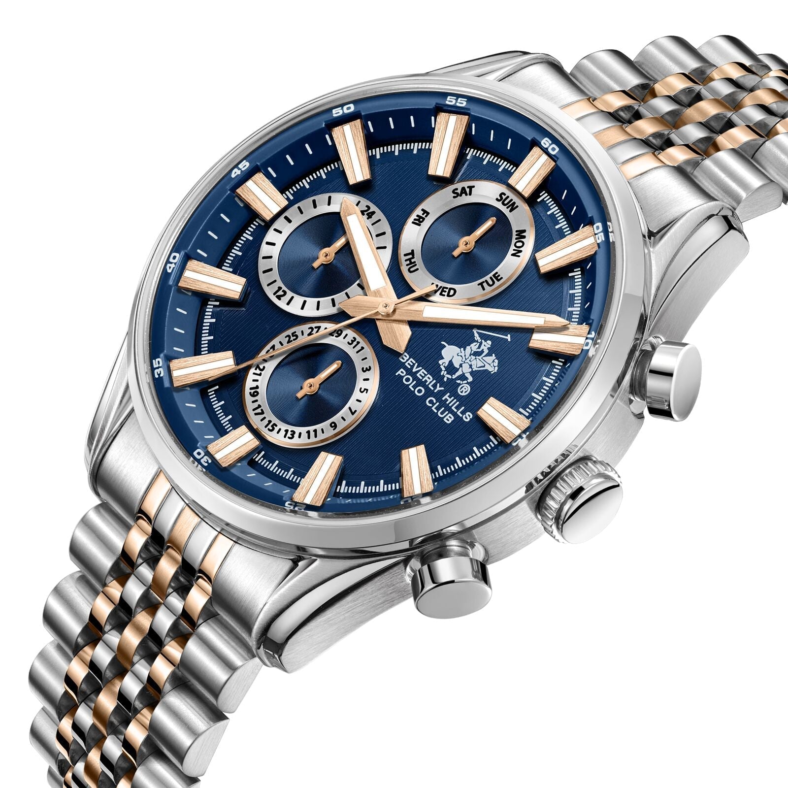 Beverly Hills Polo Club Blue Dial Two-Tone Multifunction Watch - BP3823X.590