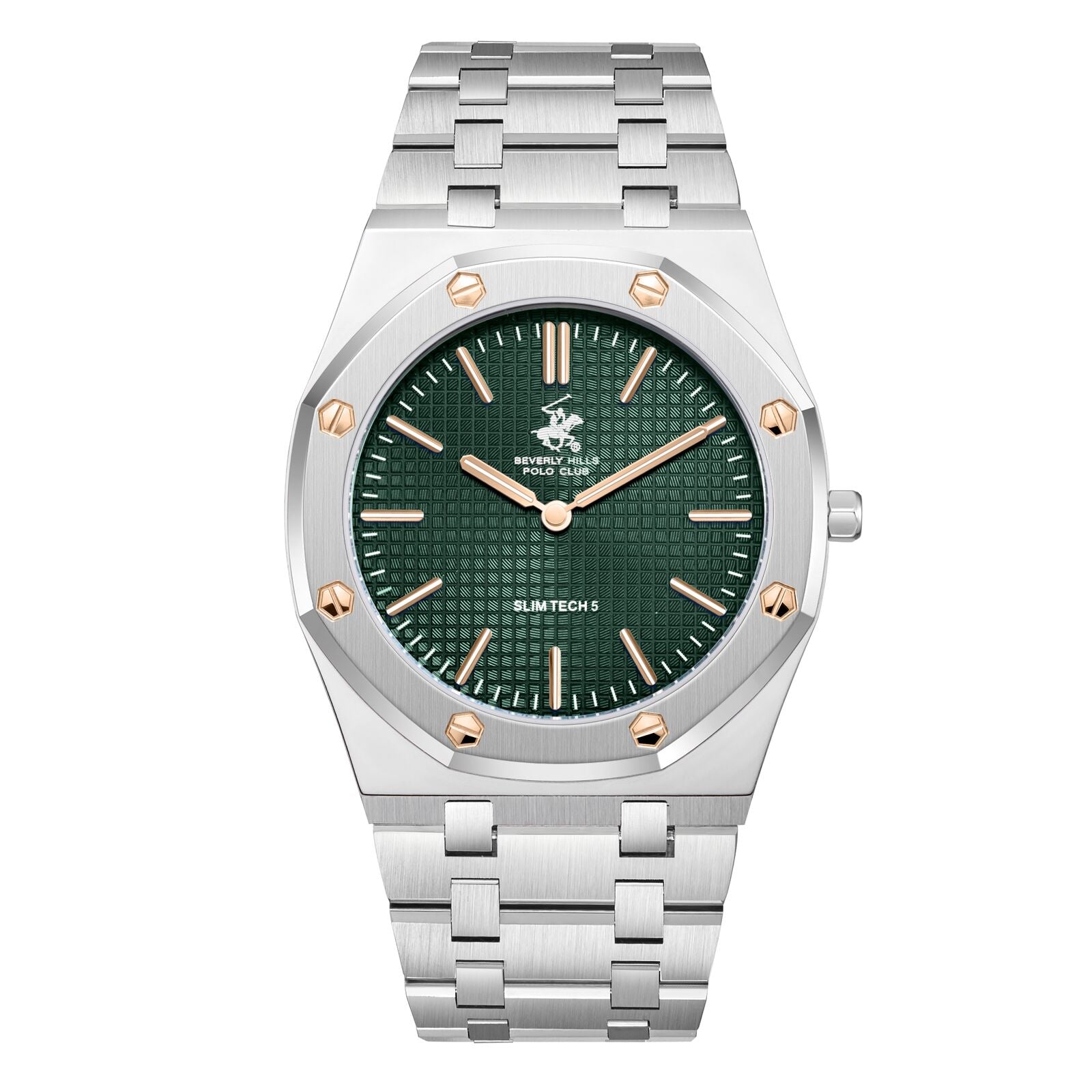 Beverly Hills Polo Club Slim Tech 5 Green Dial Silver Watch - BP3825X.370