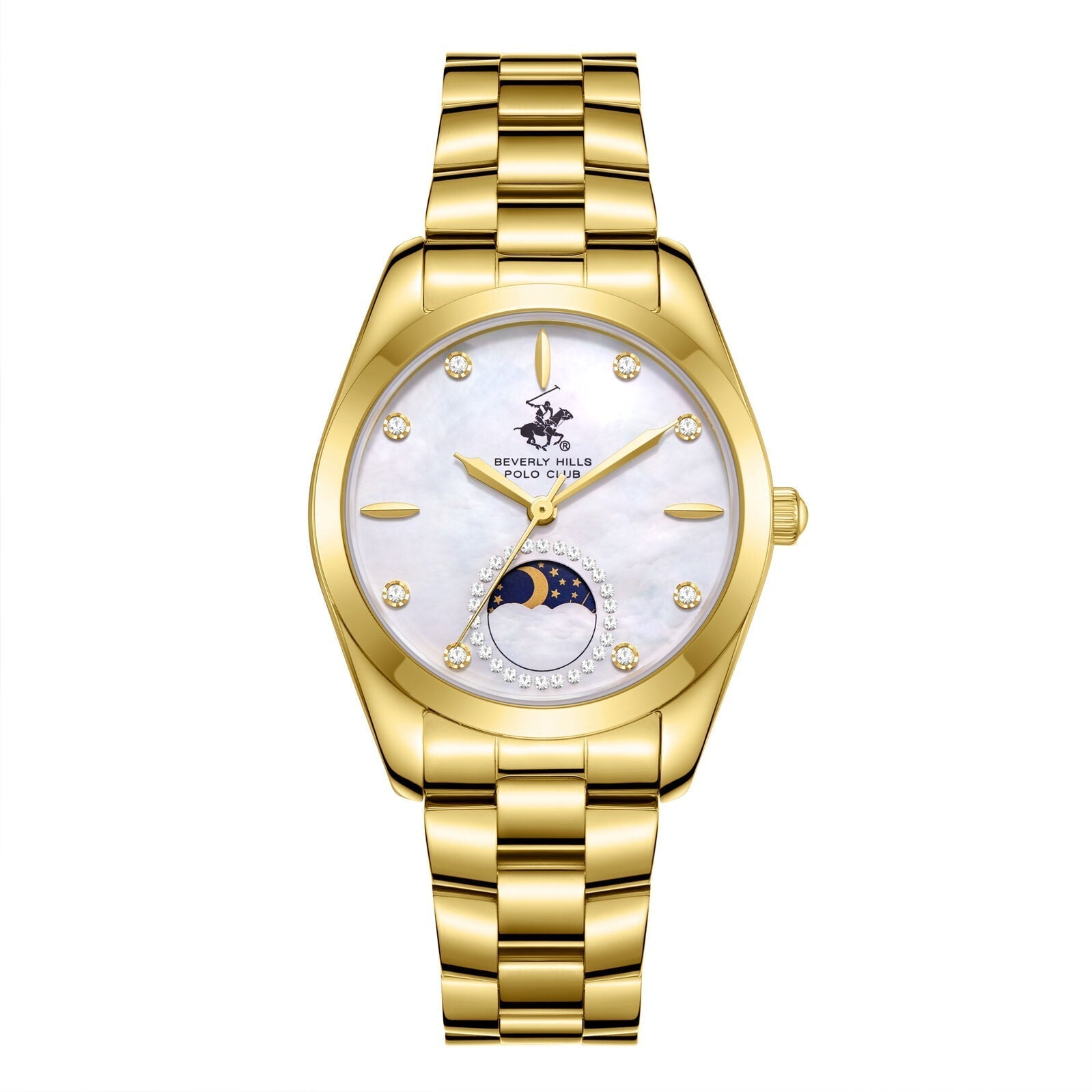 Beverly Hills Polo Club BP3833X.120 gold moonphase watch with mother-of-pearl dial and diamond indices