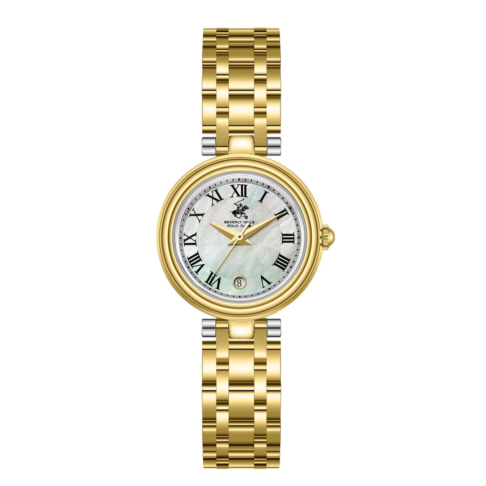 Beverly Hills Polo Club BP3838X.120 gold ladies watch with mother pearl dial and Roman numeral markers