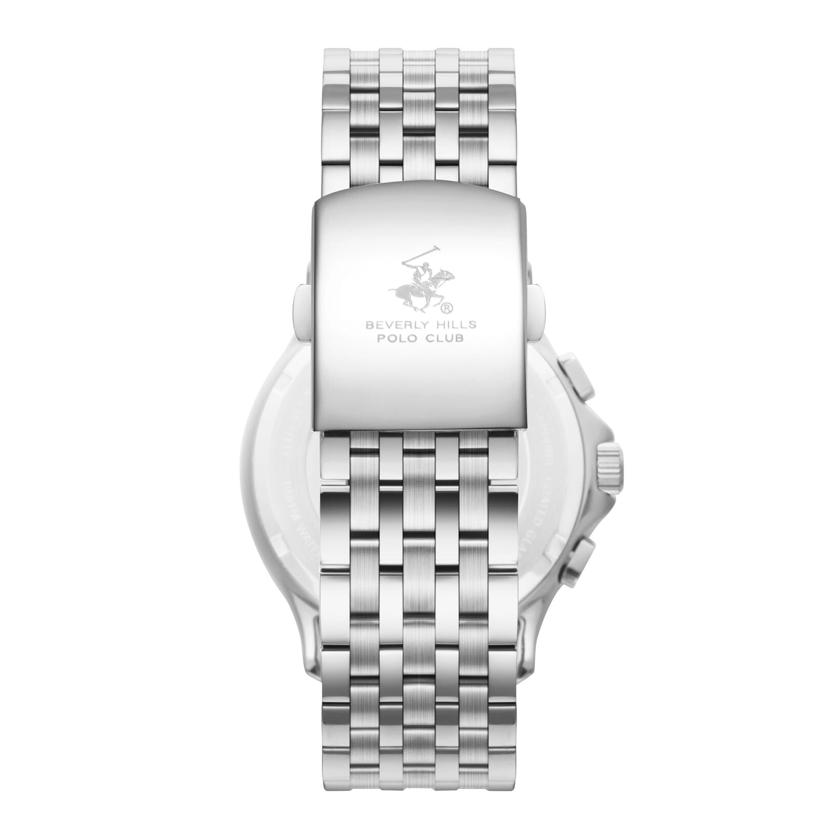 Watch caseback engraved with Beverly Hills Polo Club logo and text