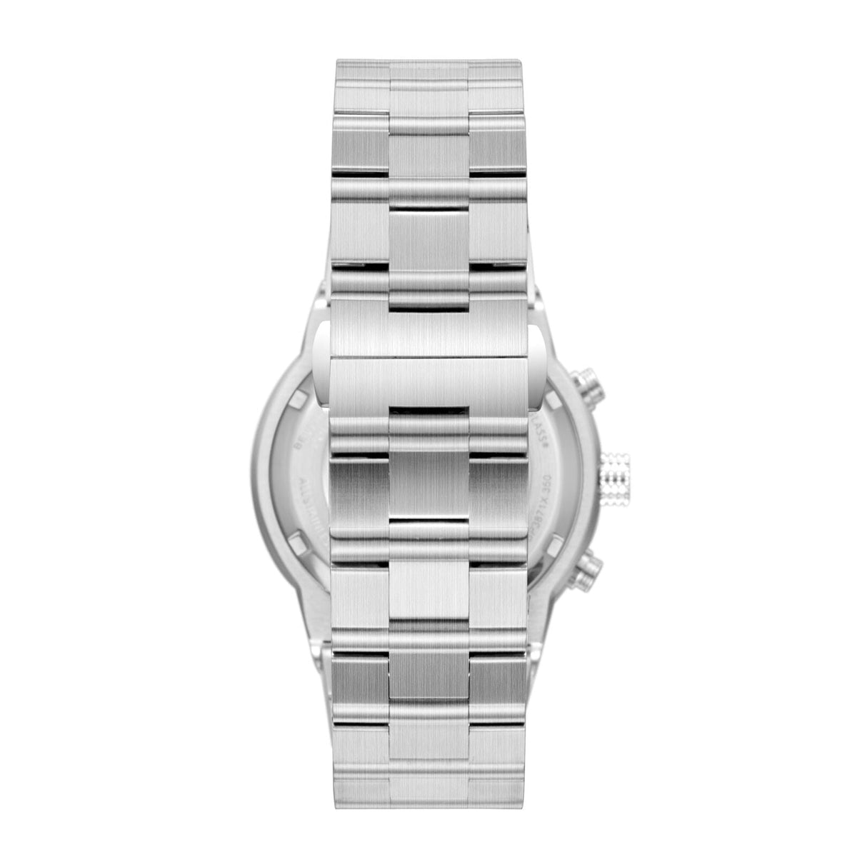 Silver stainless steel link bracelet with polished and brushed finish