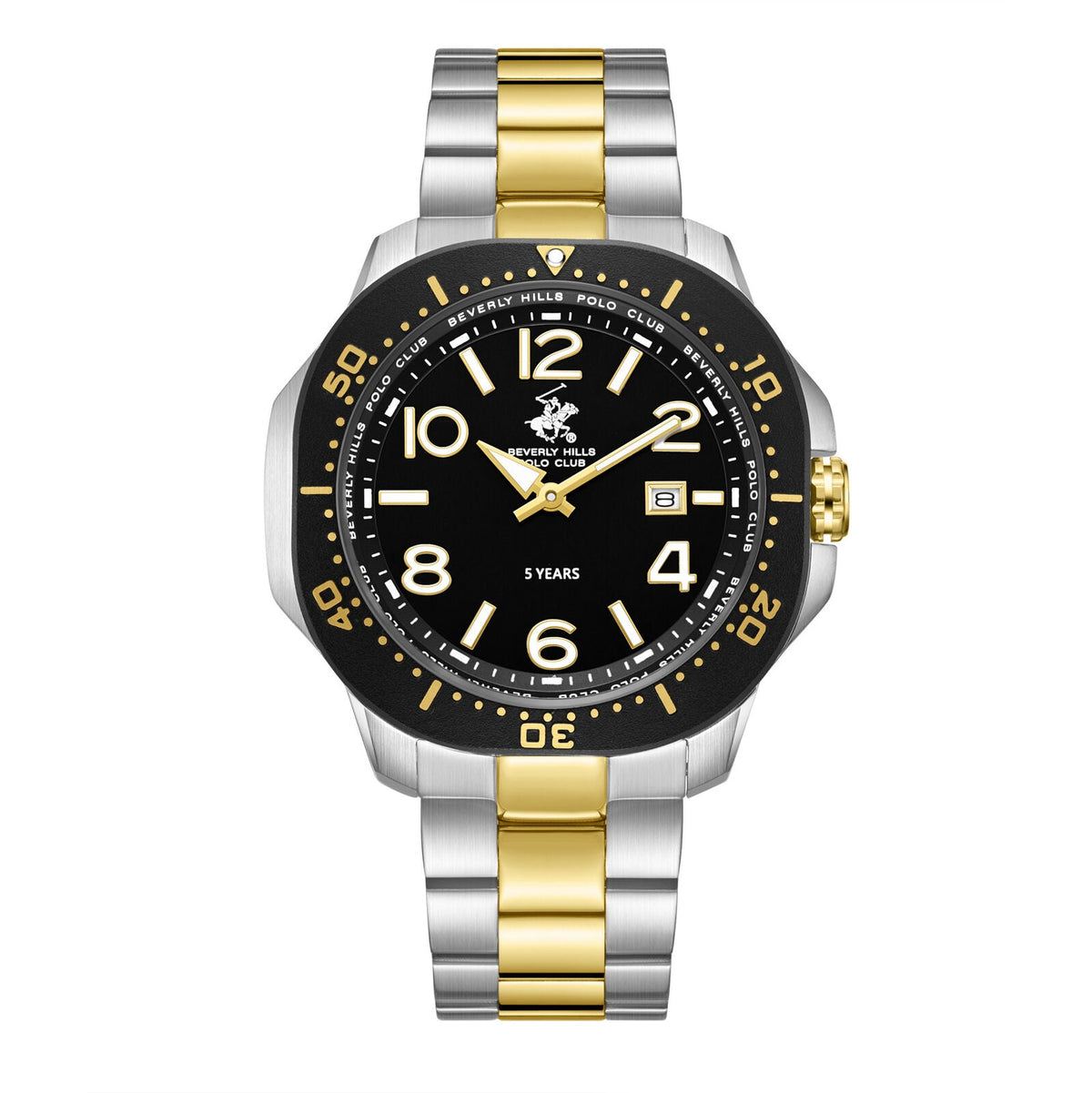 Beverly Hills Polo Club 5 Year Black Dial Two-Tone Date Watch BP3884X.350