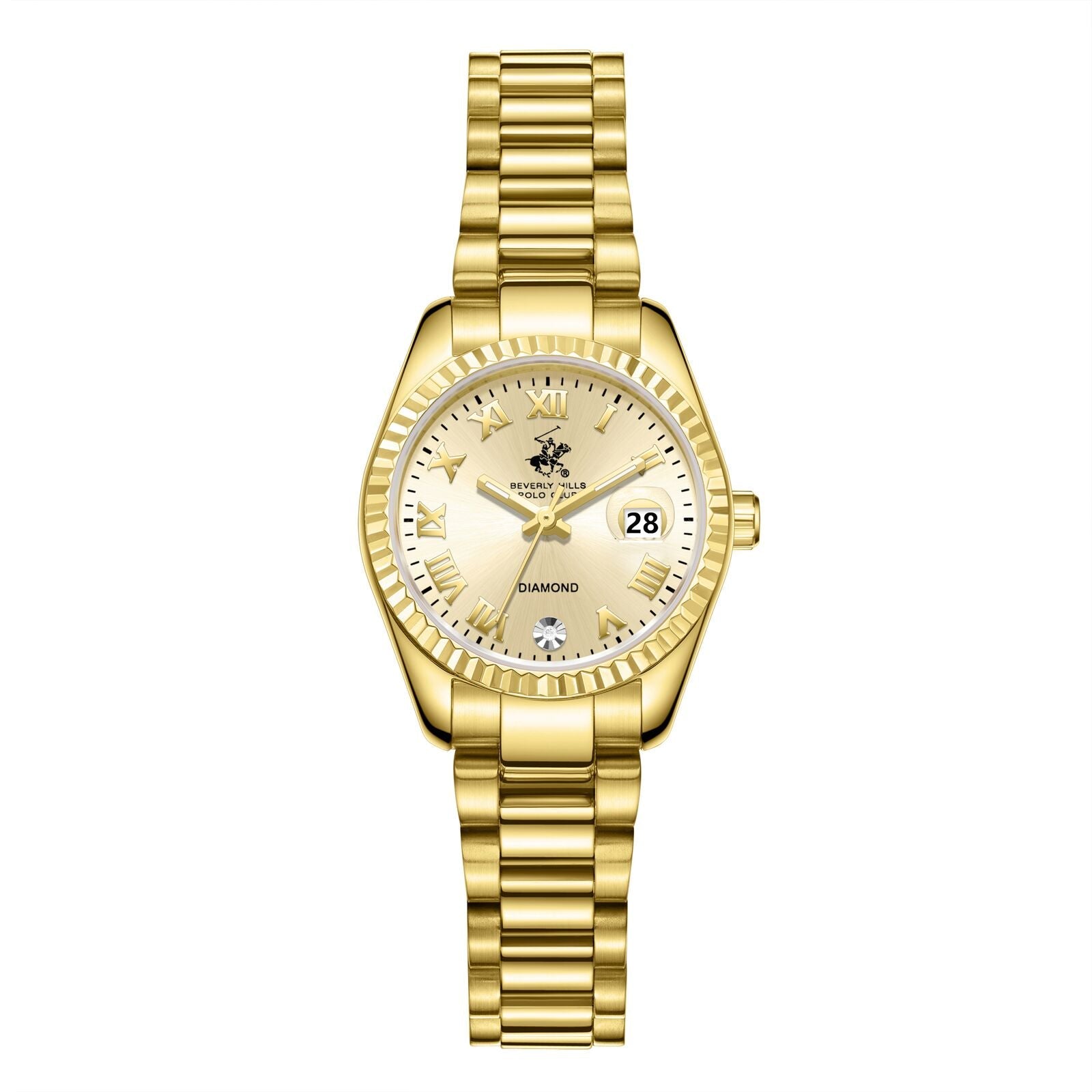 Beverly Hills Polo Club Roman Numeral All Gold Diamond Watch - BP3819X.110