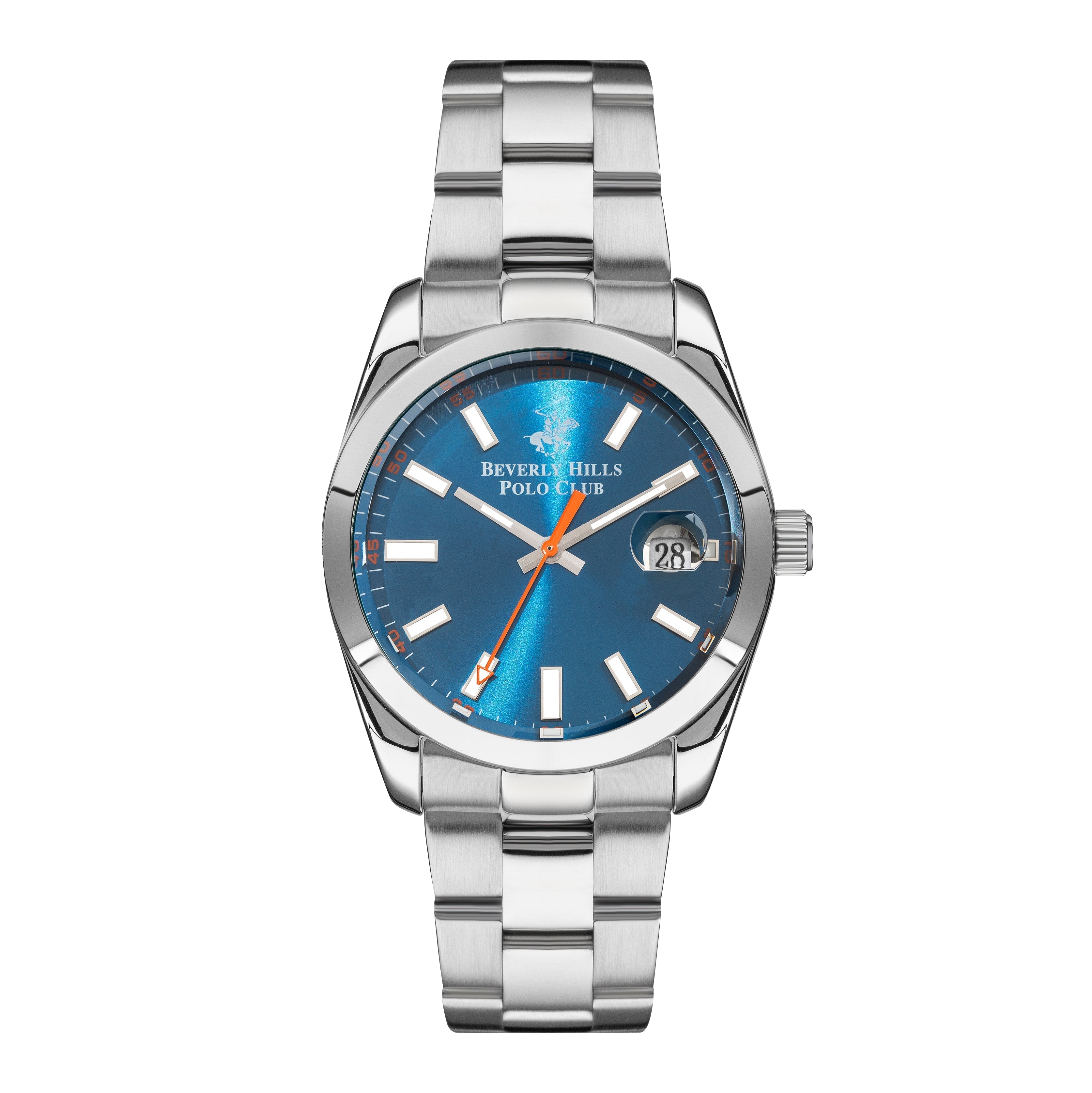 Beverly Hills Polo Club Blue Sunray Dial Silver Date Watch – BP3288X.390
