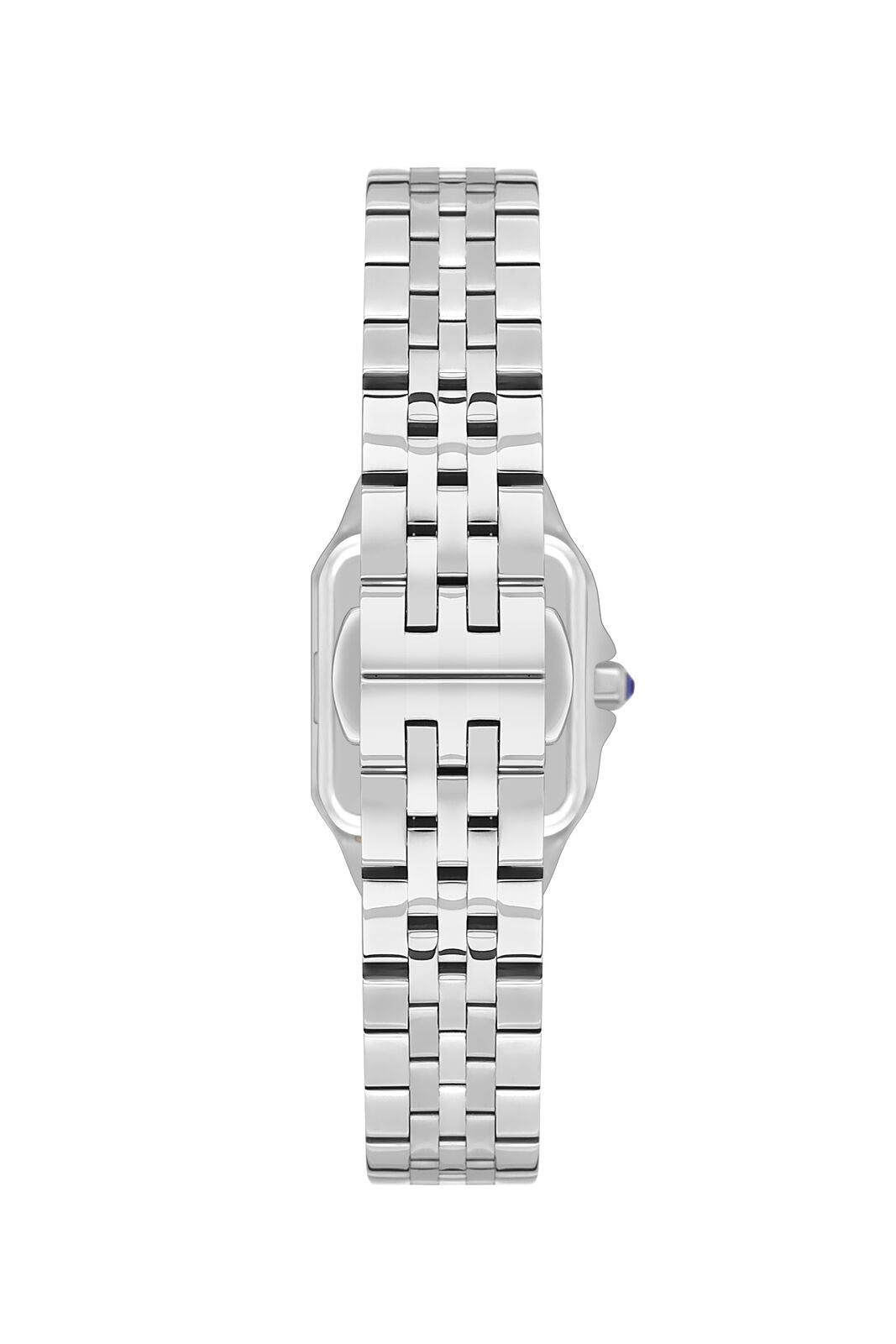 Side view of Beverly Hills Polo Club Roman Numeral watch with steel case and bracelet