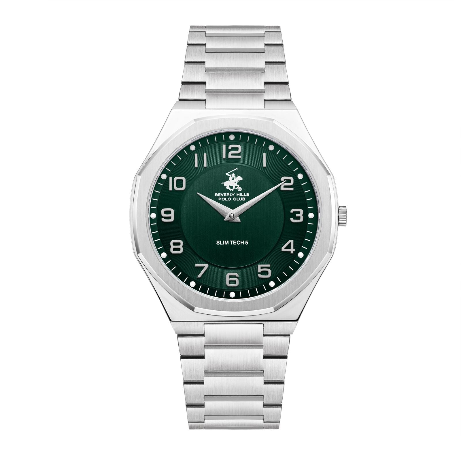 Beverly Hills Polo Club Slim Tech 5 Green Dial Silver 40mm Watch BP3832X.370