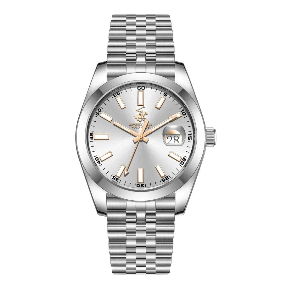 Beverly Hills Polo Club All Silver Grey Dial Date Watch BP3810X.330