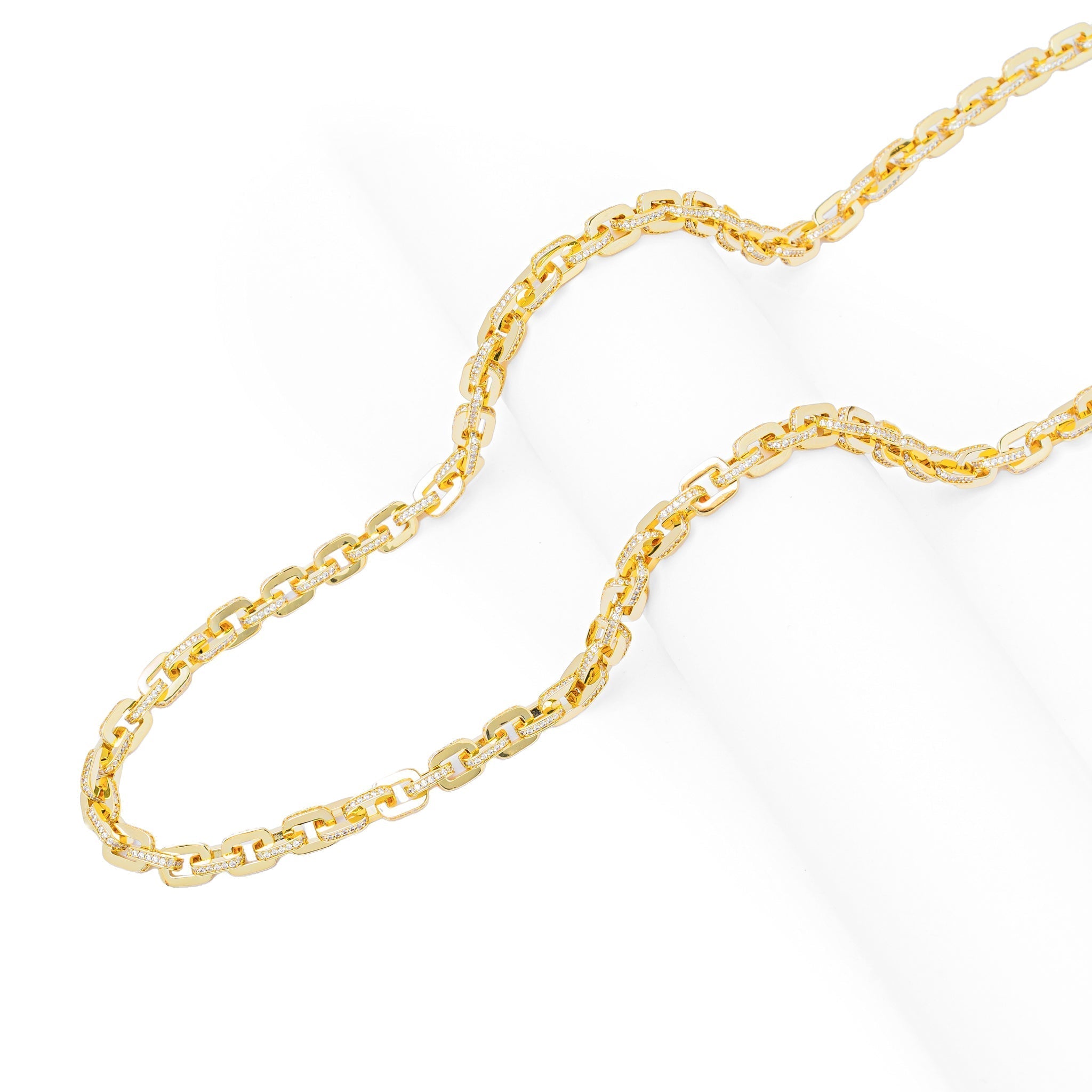 Big Daddy 10MM Anchor Mariner Bullet Diamond & Gold Link Iced Out Chain