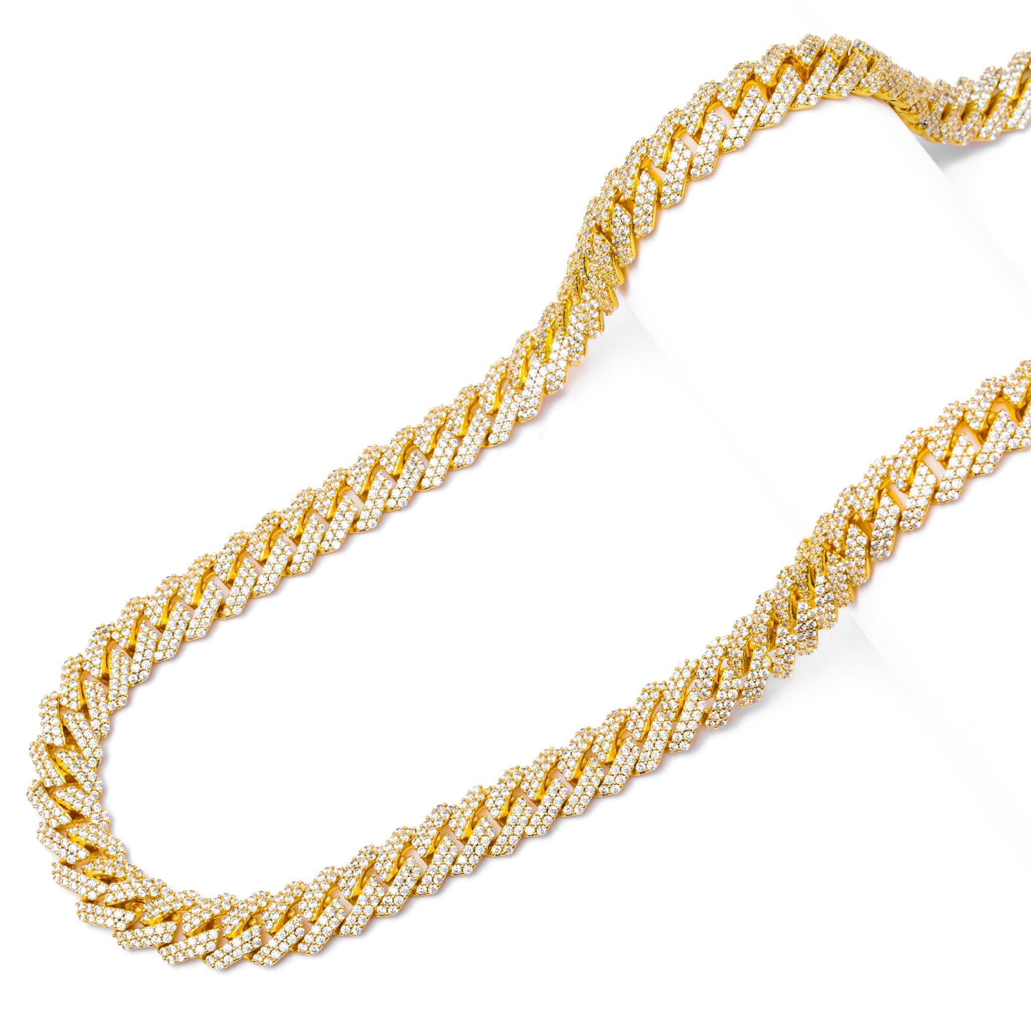 Side view of 10MM straight edge Cuban link chain showing thickness and pattern