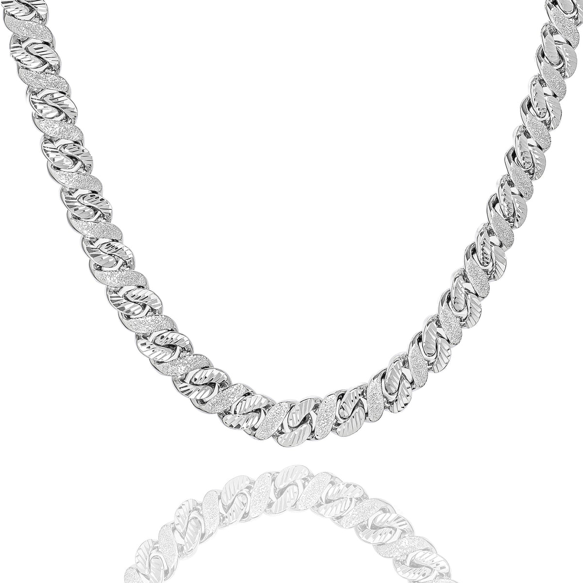 10MM Big Daddy sandblast diamond and steel iced out chain necklace