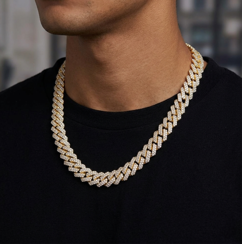 Big Daddy 10MM Straight Edge Cuban Diamond Gold Iced Out Chain
