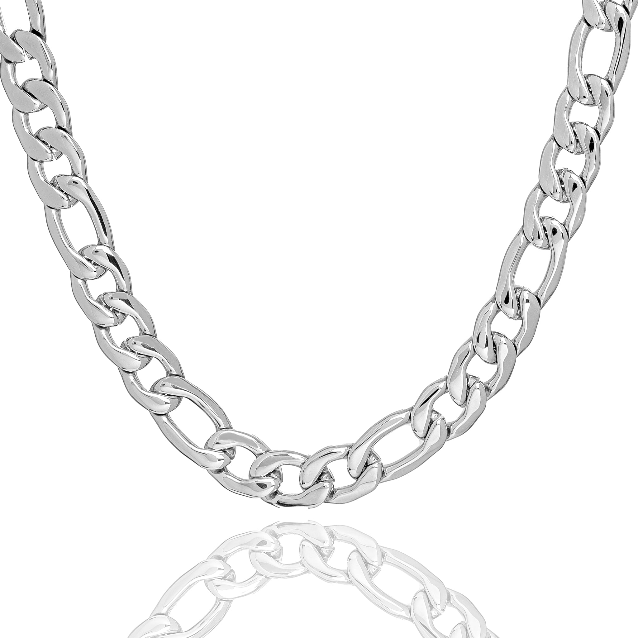 Big Daddy 11MM silver steel Figaro chain necklace with interlocking links