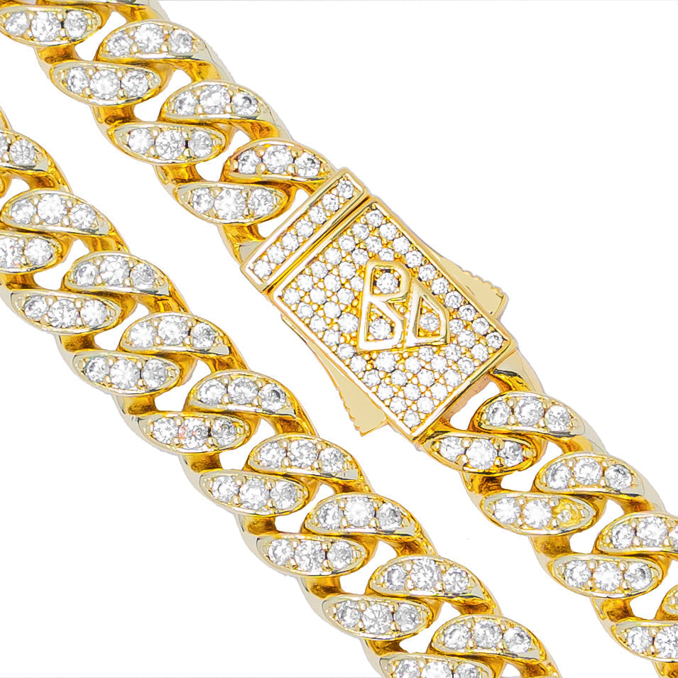 Big Daddy 12MM Bling Cuban Link Gold Iced Out Chain