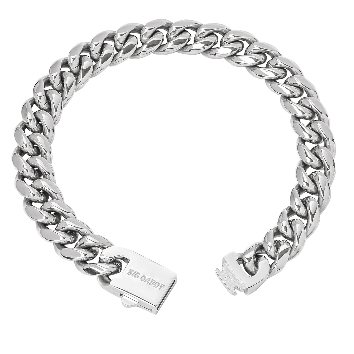 12MM Cuban link bracelet showing angled view with box clasp closure detail