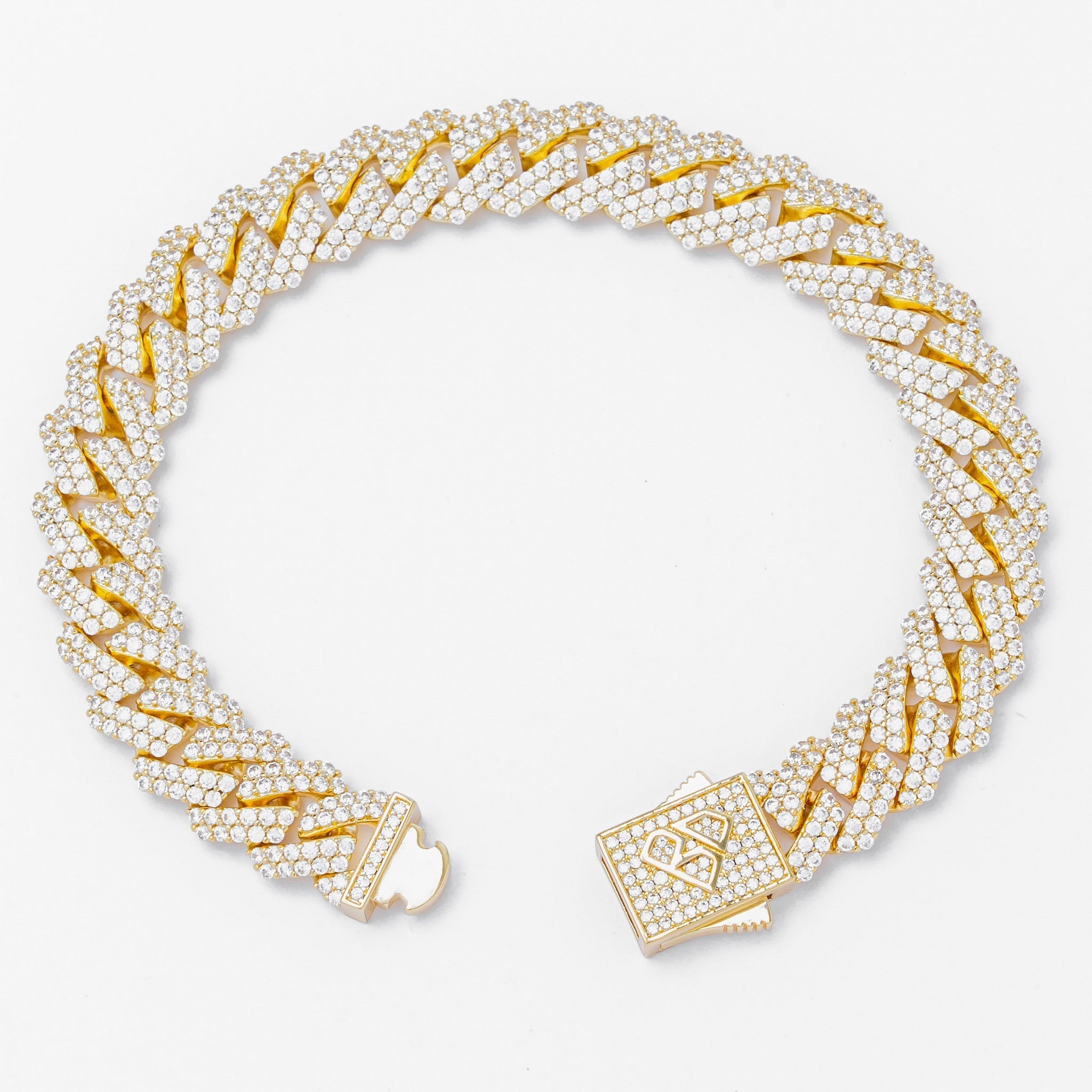 Big Daddy 12MM Straight Edge Cuban Diamond Gold Iced Out Bracelet