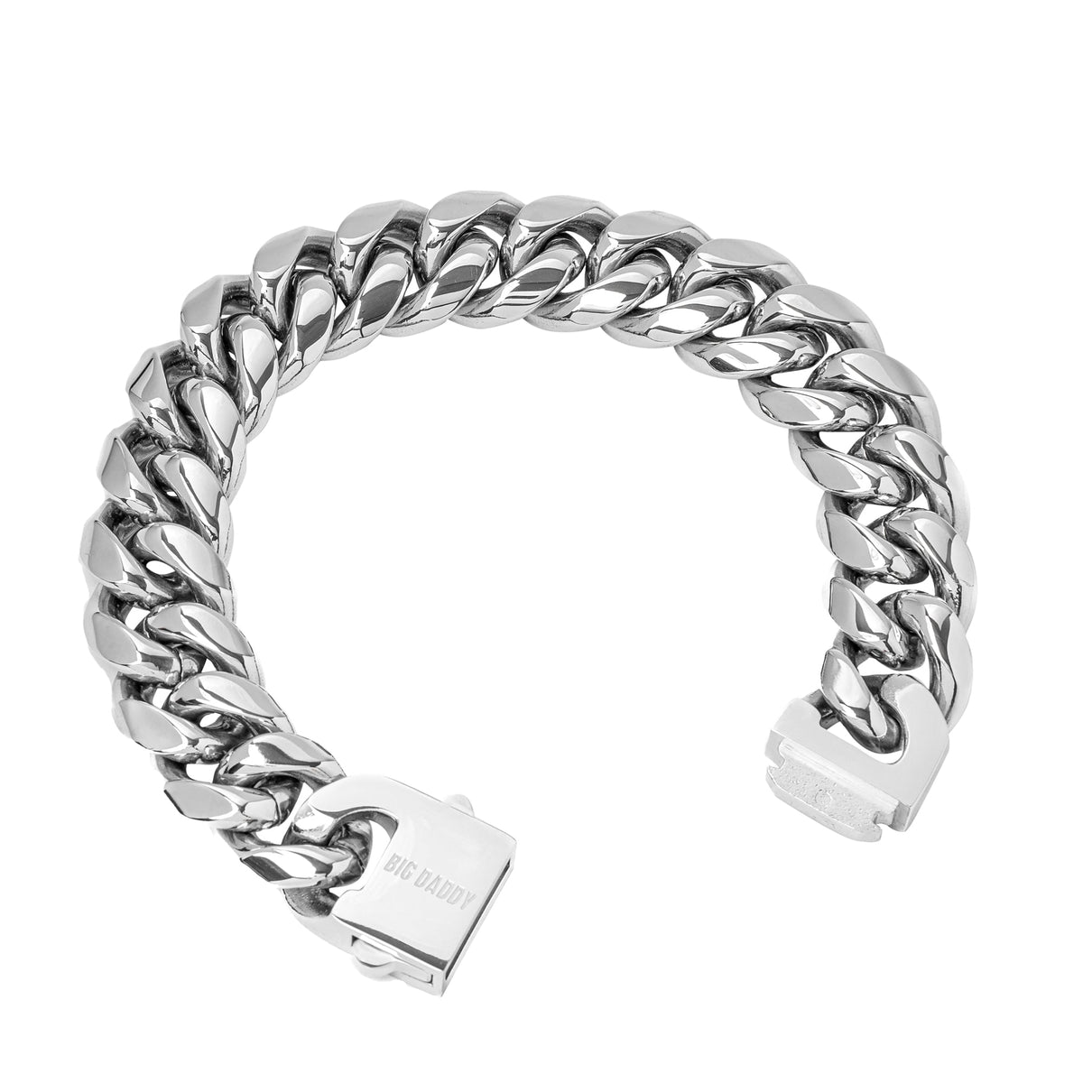 18MM Cuban link bracelet angled view showing chain link detail and closure