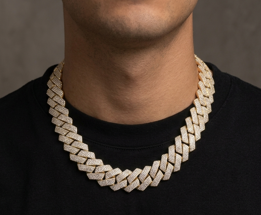 Big Daddy 20MM Iced Out Cuban Link Gold Chain 30 Inch (Defect)