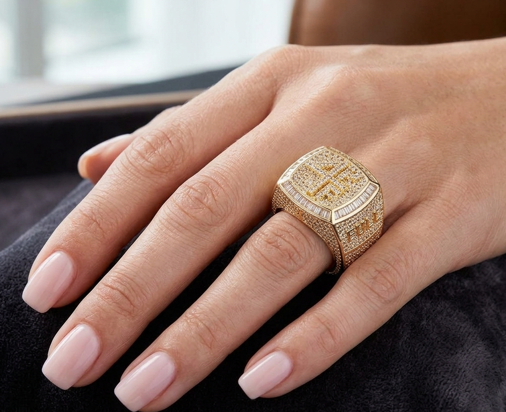 Big Daddy "4 Pockets Full" Baguette Iced Out Ring