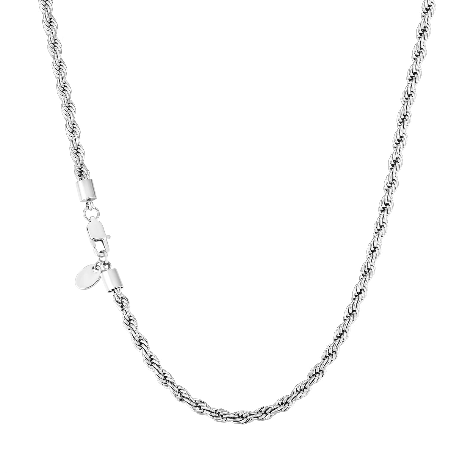 Stainless steel 4mm rope chain with twisted link design and clasp