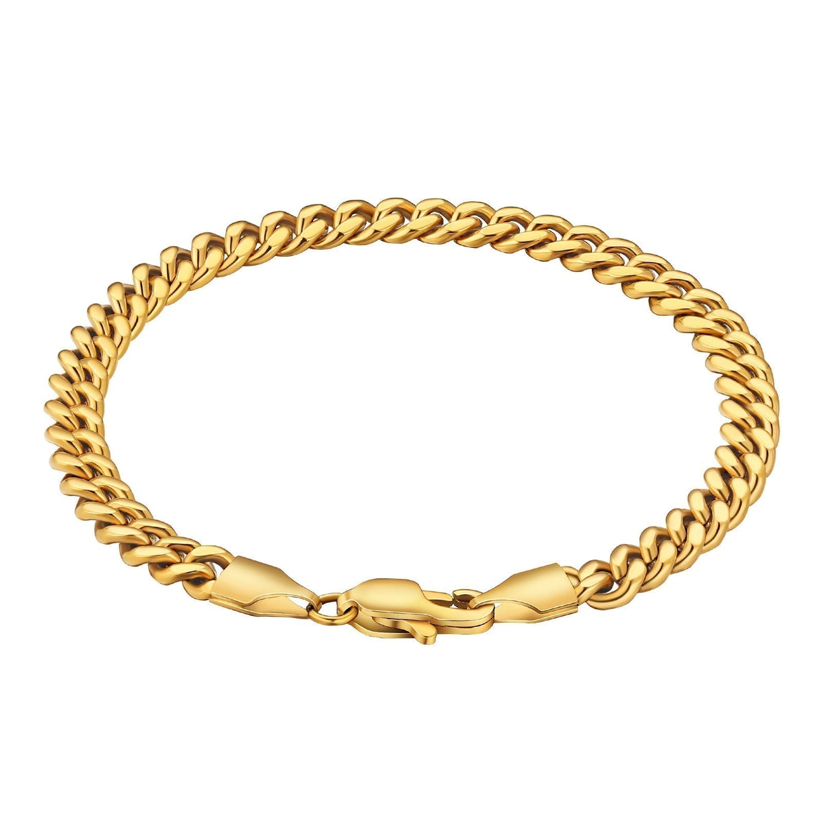Big Daddy 5mm Cuban link gold bracelet with lobster claw clasp