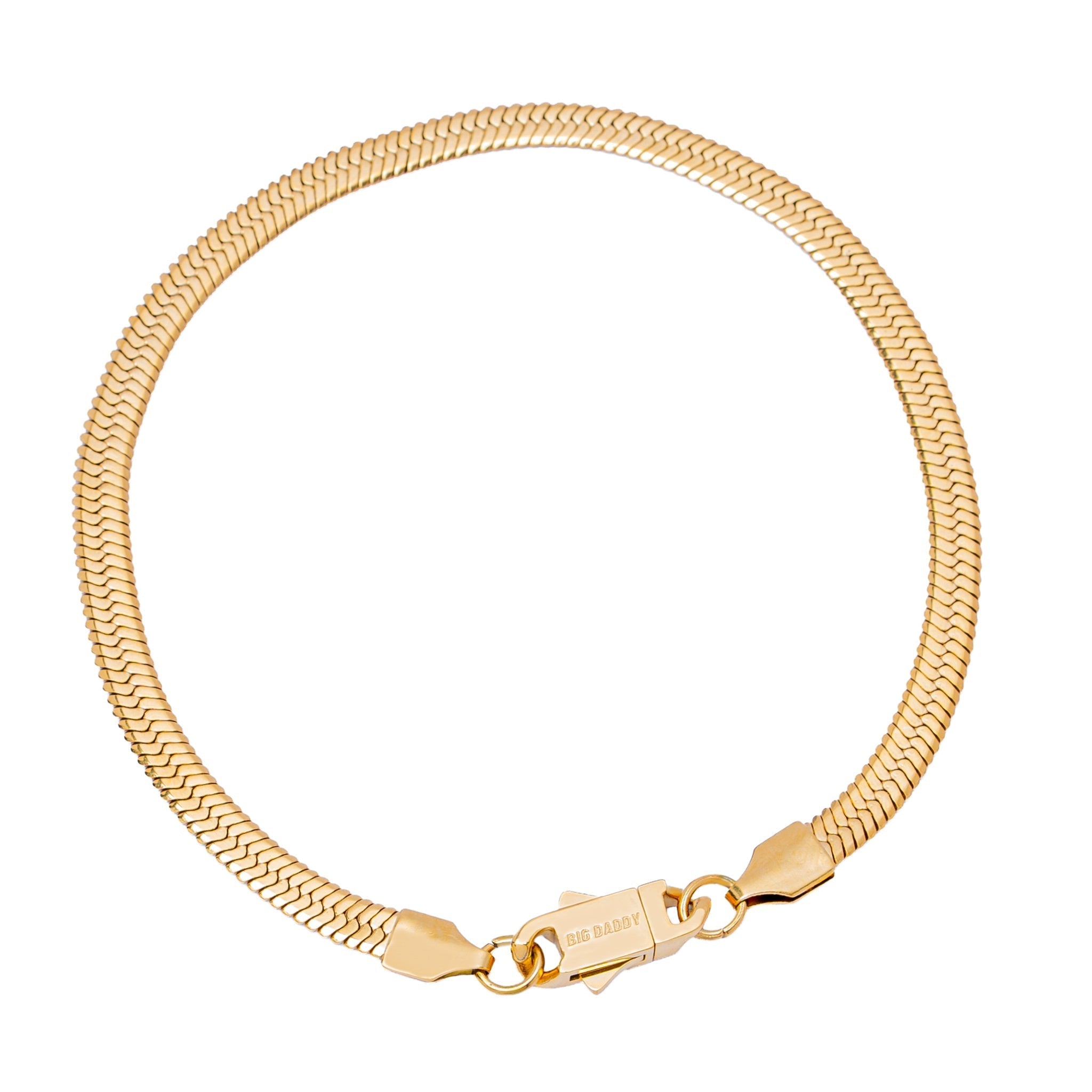 Big Daddy 5MM Gold Flat Herringbone Bracelet - Bracelet