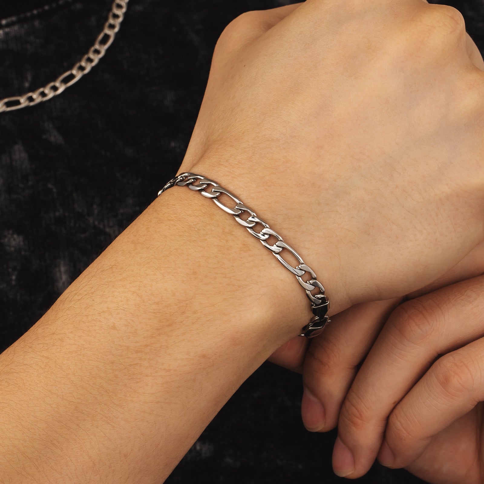 Big Daddy 6mm Steel Figaro Silver Bracelet - Bracelet