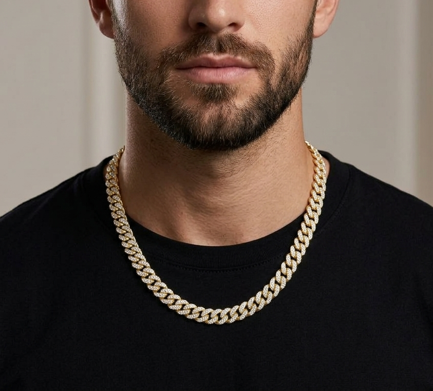 Big Daddy 8MM Bling Curb Cuban Gold Iced Out Chain
