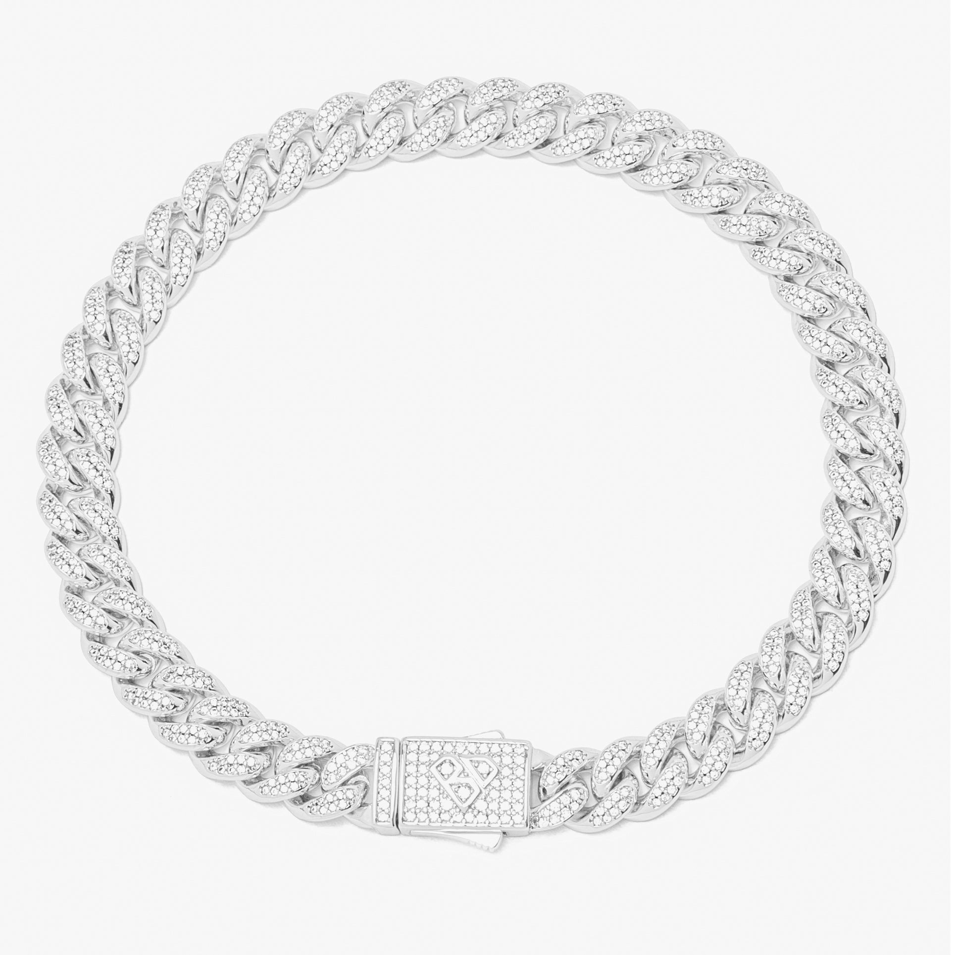Big Daddy 8MM Cuban link bracelet with rhodium plating and iced-out cubic zirconia stones
