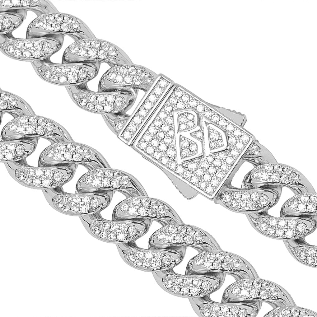 Big Daddy 8MM Cuban Link Rhodium Iced Out Chain - Chain