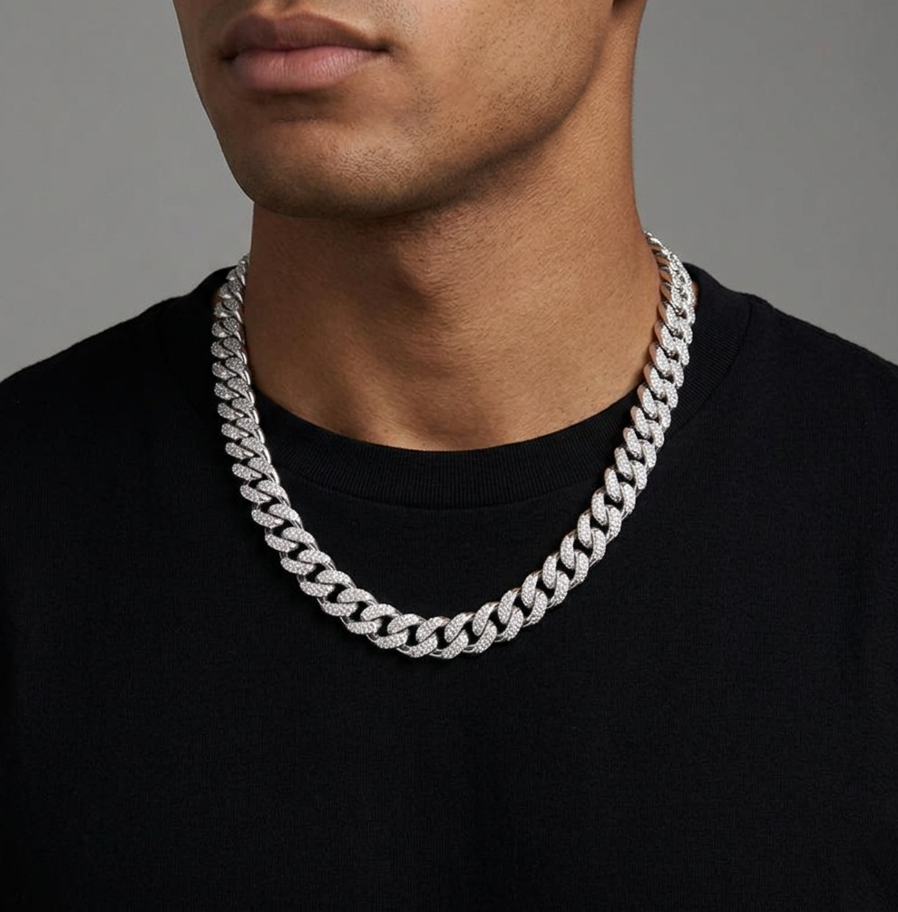 Big Daddy 8MM Cuban Link Rhodium Iced Out Chain