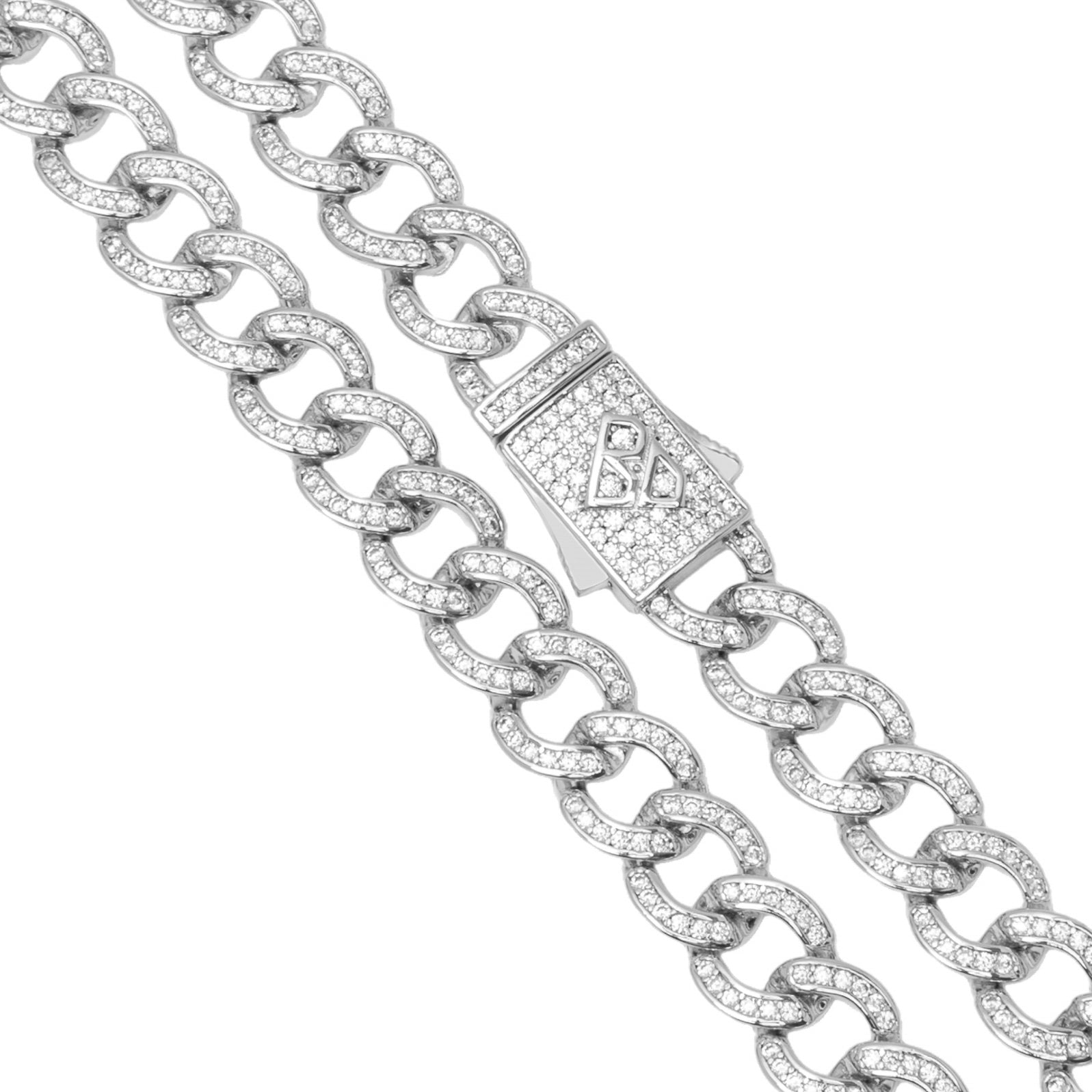 Big Daddy 8MM Iced Curb Cuban Silver Chain - Chain