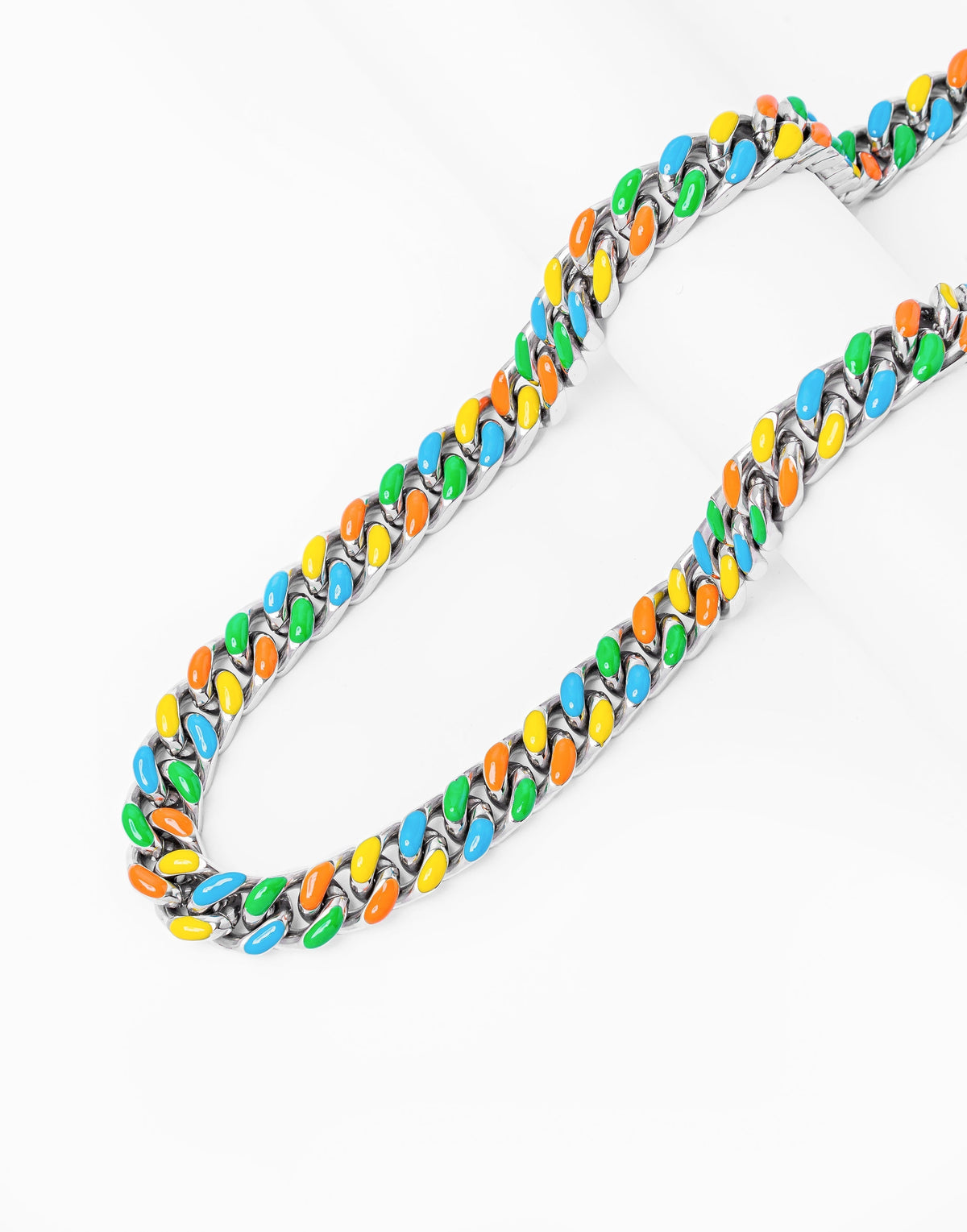 Big Daddy Cuban chain necklace with multi-colour enamel coating on steel links