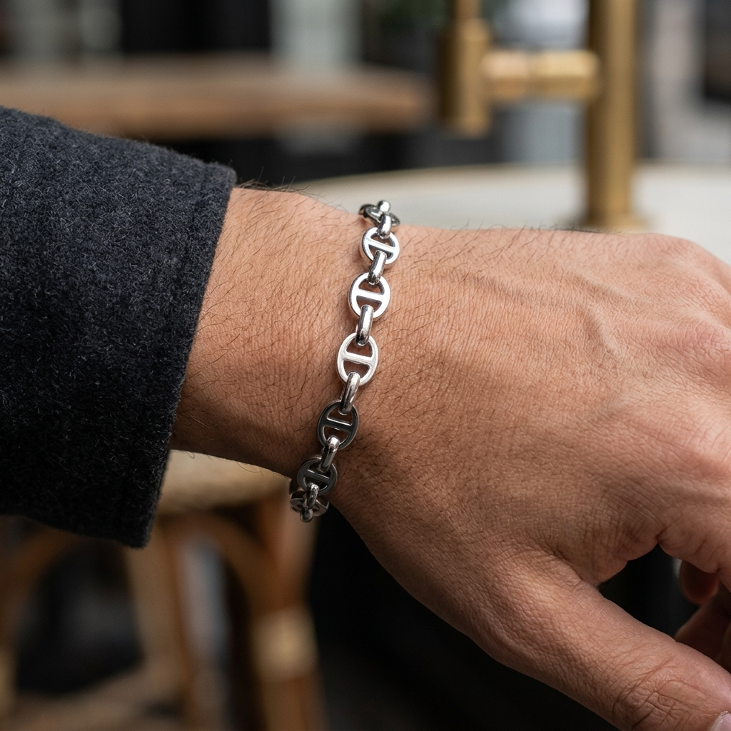 Big Daddy 8MM Silver Steel Mariner Link Bracelet