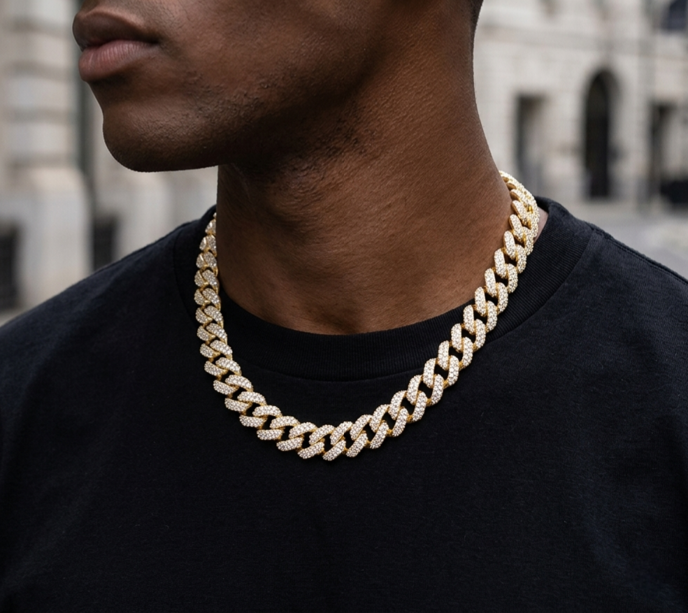 Big Daddy 9MM Diamond Curb Cuban Gold Iced Out Chain