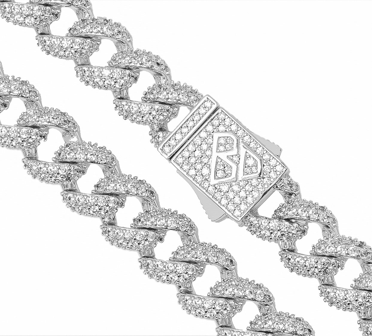 Big Daddy 9MM Diamond Curb Cuban Silver Iced Out Chain