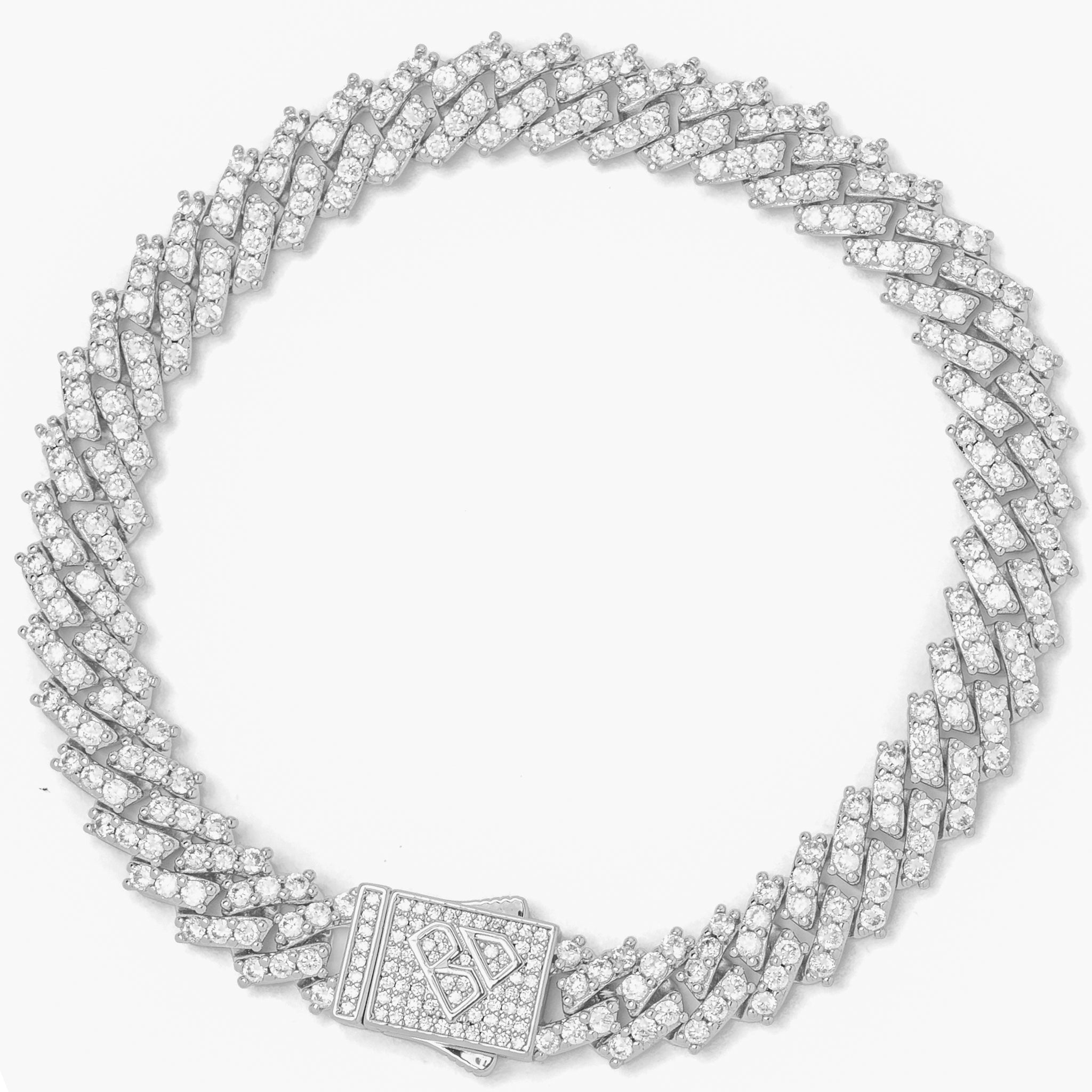 Big Daddy 9MM Diamond Prong Silver Cuban Link Iced Out Bracelet