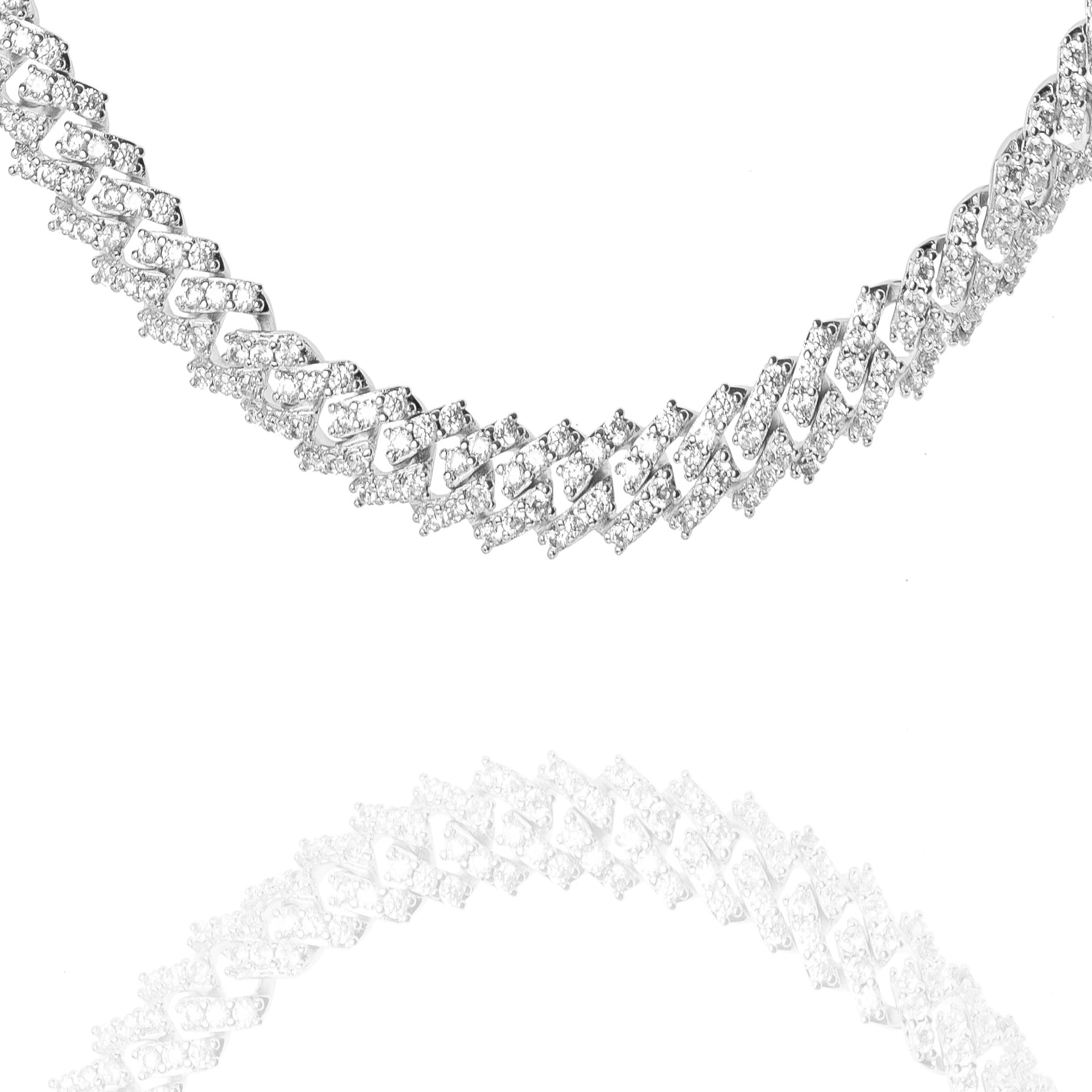 Big Daddy 9MM Diamond Prong Silver Cuban Link Iced Out Chain