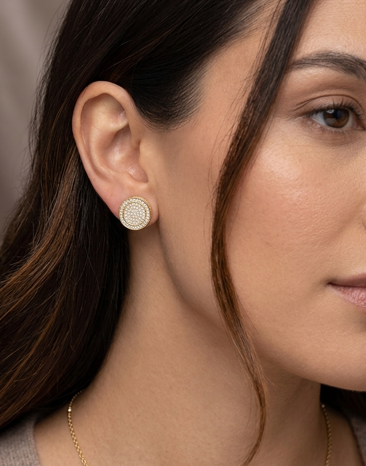 Big Daddy All Diamond Pave Round Iced Out Earring