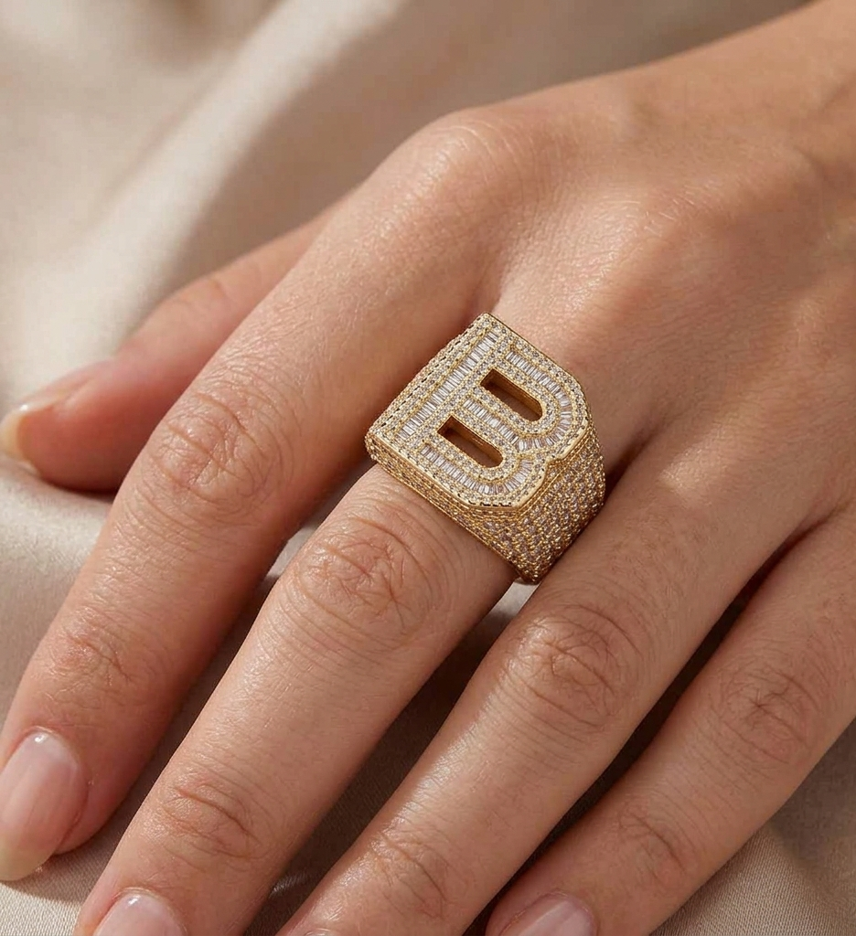 Big Daddy "Bless Up" Baguette Iced Out Diamond Ring