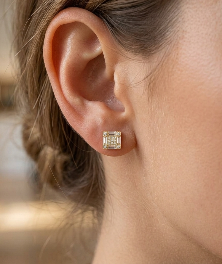 Big Daddy Emerald Cut Baguette Iced Out Diamond Earring