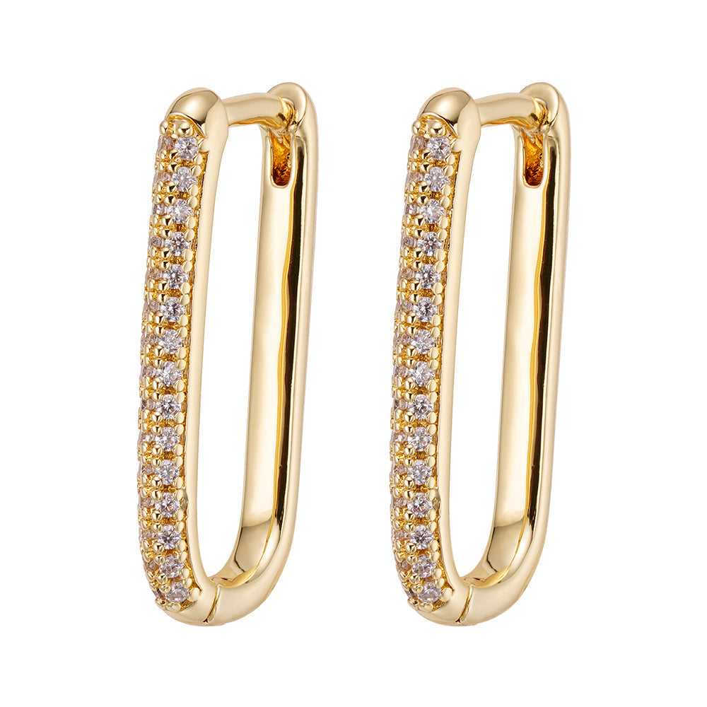 Big Daddy Oval Loop Gold Iced Out Earring