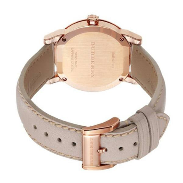 Burberry Womenβs Swiss Made Leather Strap Gold Dial Women's Watch BU9131 - The Watches Men & CO #3