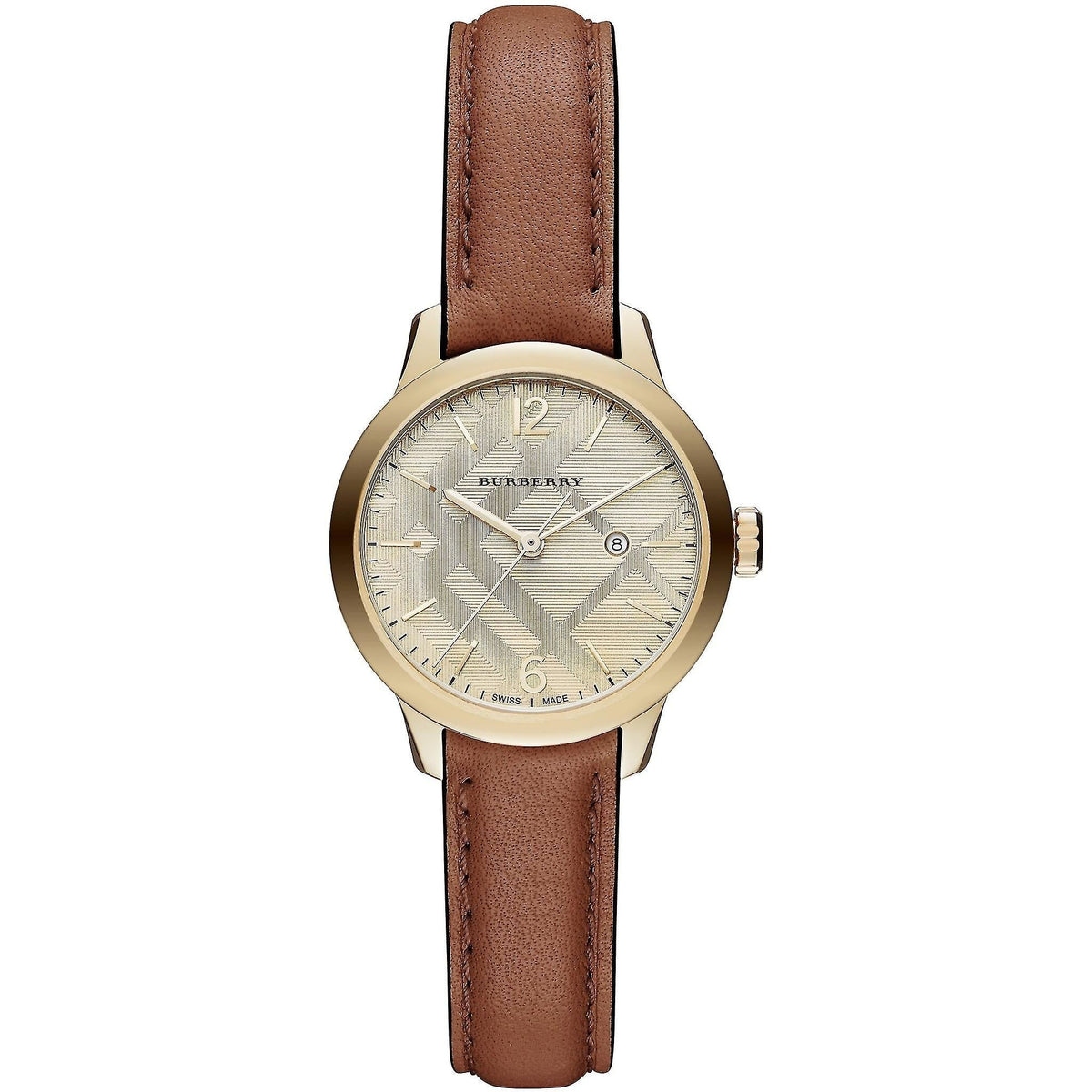Burberry Champagne Dial Brown Leather Strap Women’s Watch BU10101 - Watch