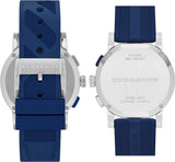 Burberry City Sport Swiss Analog Quartz Blue Rubber Strap Chronograph Mens BU9808