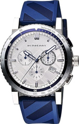 Burberry City Sport Swiss Analog Quartz Blue Rubber Strap Chronograph Mens BU9808